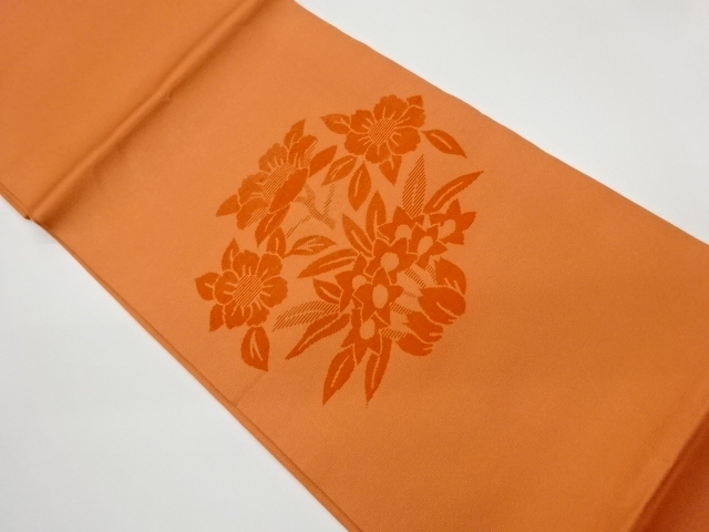 リサイクル　切りビロード花模様袋帯